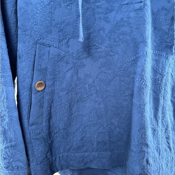 Soft Surroundings Forsythia‎ Paisley Jacquard Hooded Top in Blue Size Small - Picture 3 of 9